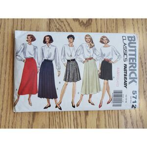 Butterick 5712 Sewing Pattern Size 12, 14, 16 Skirts Pleated Long Knee New Uncut